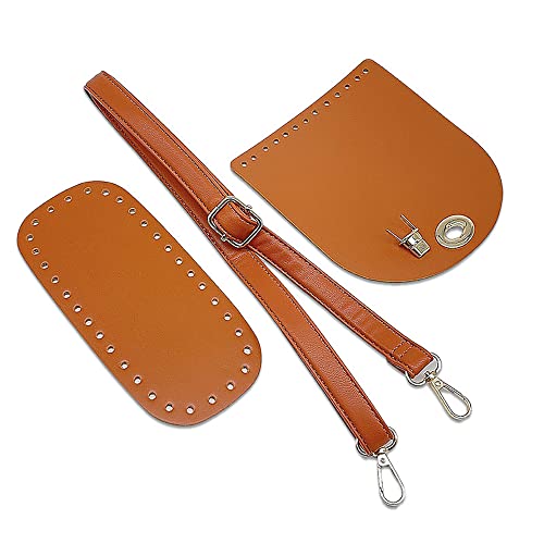 Duories Handgewebte Tasche aus Leder,3-teiliges Set inklusive Taschenboden Taschenüberzug Taschengurt,Taschenzubehör Set,für Taschen-Herstellung Handtasche,DIY Bag,Selbstgemacht Craft,Braun von Duories