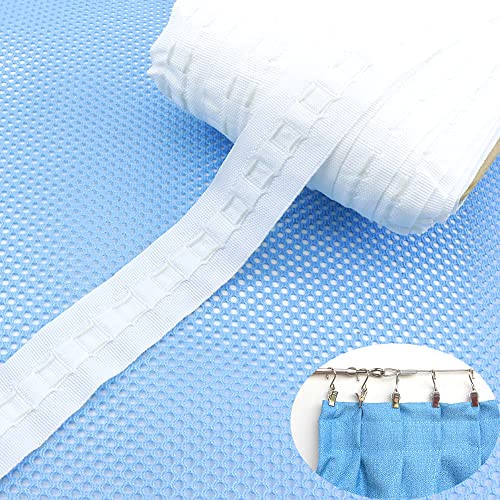 Duories Universal Weiß Gardinenband Faltenband Falten Breite 30 mm x 50 m Polyester Vorhangband Kräuselband Vorhang Reihband Gardinen Überschrift Band zum Aufnähen für Gardine Haken von Duories