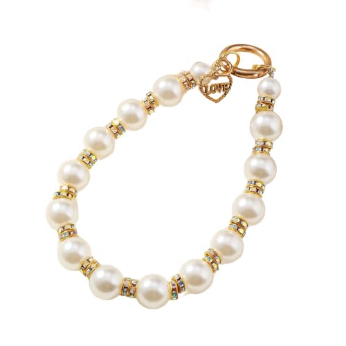 Gold Glitzer Strass Perlen Handykette,Telefonkette Handy Lanyard Perlen Schlüsselband Handgelenkschlaufe Kette Handygurt Armband Handyschmuck Schlüsselanhänger Handyband Handyanhänger Taschenanhänger von Duories