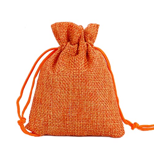 Jute Geschenksäckchen Schmuckbeutel,10 Stk 10x14cm Jutesäckchen Geschenkbeutel Bonbonsbeutel Stoffbeutel Jute Säckchen Taschen mit Kordelzug für Weihnachten Hochzeit Party Schmuck Geschenk,Orange von Duories