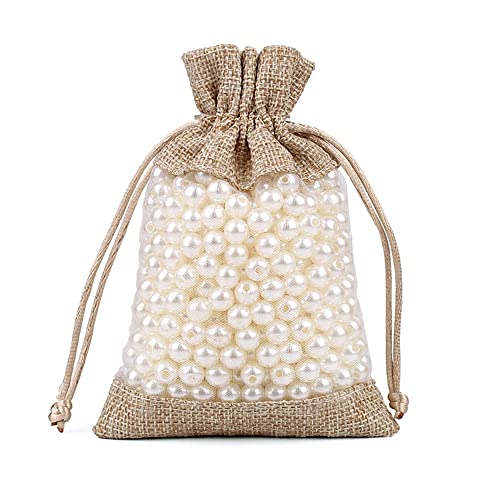 Organza Jutesäckchen,10x Jute Säckchen Organzasäckchen Stoffbeutel Geschenksäckchen Schmuckbeutel Geschenkbeutel mit Kordelzug für Weihnachten Hochzeit Party Schmuck Geschenk,13x18cm Natürlich von Duories