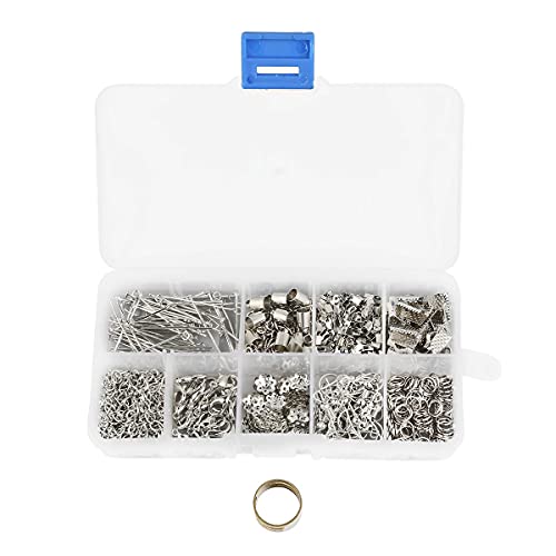 Schmuck Basteln Zubehör Reparatur Kit,Schmuckherstellung Set mit Karabinerverschluss,Ketten,Band Anhänger,Öffnen Sprung Ringe für DIY Schmuck Halsketten Armbänder Ohrringe Schlüsselanhänger,Silber von Duories