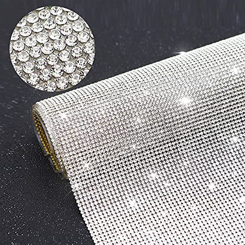 Selbstklebende Bling Kristall Strass Aufkleber,Glitzer Diamant DIY Auto Dekoration Aufkleber,DIY Diamant Strass Aufkleber für Auto,Kunsthandwerk,Telefon,Fotorahmen,Haus Dekoration,24 X 20 cm Weiß von Duories