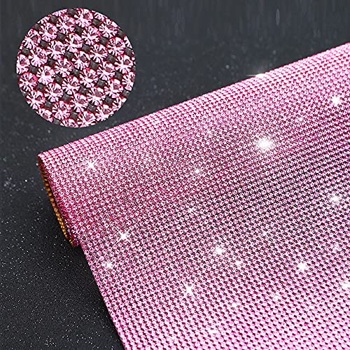 Selbstklebende Bling Kristall Strass Aufkleber,Glitzer Diamant DIY Auto Dekoration Aufkleber,DIY Diamant Strass Aufkleber für Auto,Kunsthandwerk,Telefon,Fotorahmen,Haus Dekoration,24 X 40 cm Rosa von Duories