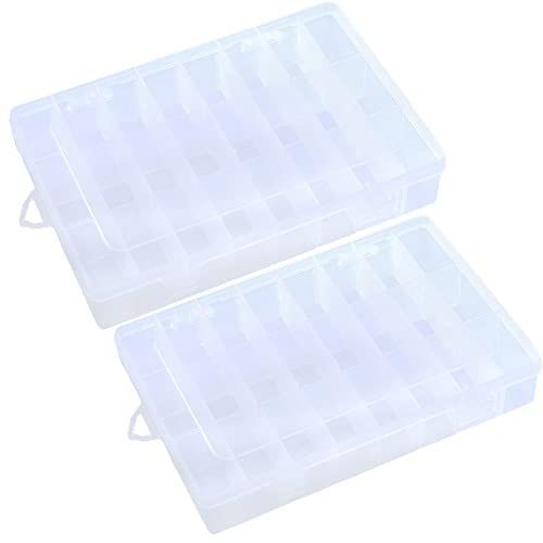 Sortierbox Transparent,Plastik Aufbewahrungsbox Sortimentskasten mit 24 Fächer und Deckel,Abnehmbar Schmuck Organizer Box Schmuckschatulle Werkzeugcontainer für Kleinteile Schrauben Schmuck Ohrringe von Duories