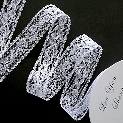 Spitzenband Weiß Vintage Spitzenbordüre Geschenkband Spitze Band Spitzenbesatz Spitze-Borten Weiss Spitzenborte Zum Nähen Basteln für Hochzeit Weihnachten Geschenke Haus Deko Tischdeko,2.5x20 Yard #2 von Duories