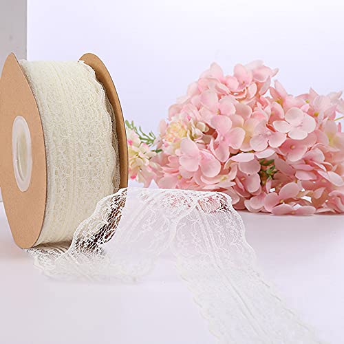 Spitzenbordüre Vintage Spitzenband Spitze-Borten Dekoband Zierband Geschenkband Spitzenborte Spitzenbesatz für Hochzeit Tischdeko DIY Nähen Basteln Scrapbooking Geschenkbox (45mx4.5cm),Creme von Duories