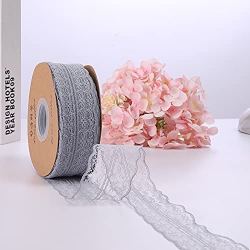 Spitzenbordüre Vintage Spitzenband Spitze-Borten Dekoband Zierband Geschenkband Spitzenborte Spitzenbesatz für Hochzeit Tischdeko DIY Nähen Basteln Scrapbooking Geschenkbox (45mx4.5cm),Grau von Duories