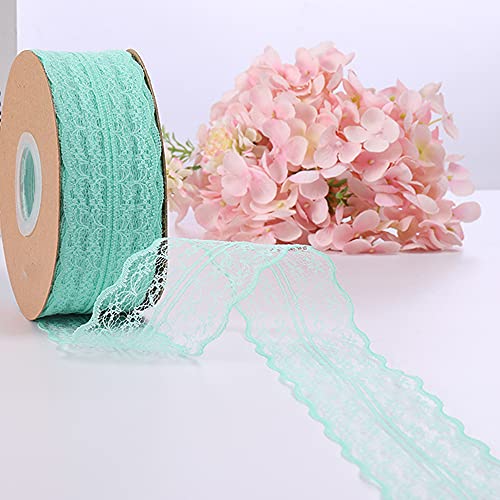 Spitzenbordüre Vintage Spitzenband Spitze-Borten Dekoband Zierband Geschenkband Spitzenborte Spitzenbesatz für Hochzeit Tischdeko DIY Nähen Basteln Scrapbooking Geschenkbox (45mx4.5cm),Grün #2 von Duories