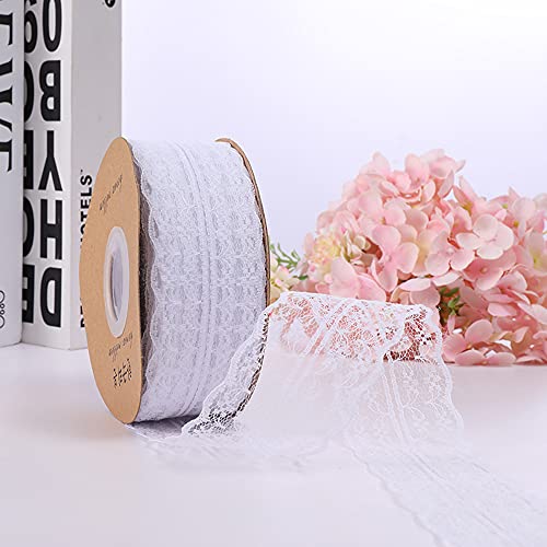 Spitzenbordüre Vintage Spitzenband Spitze-Borten Dekoband Zierband Geschenkband Spitzenborte Spitzenbesatz für Hochzeit Tischdeko DIY Nähen Basteln Scrapbooking Geschenkbox (45mx4.5cm),Weiß von Duories