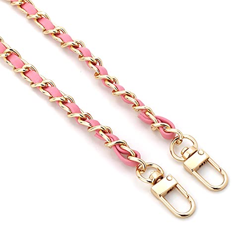 Taschenkette 120cm,Tasche Schultergurt Kette Accessoires Tasche mit Metallband Diagonal Durch die Lederkette,Ersatzzubehör für Handtaschen,Umhängetaschen,Geldbörsen,Hellgoldene Kette (Rosa) von Duories