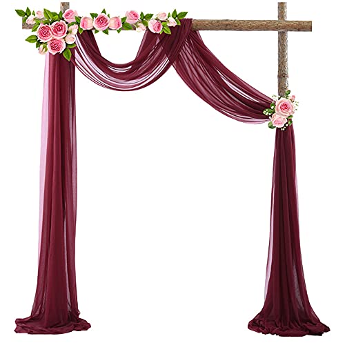 Tüll Fotovorhang Hintergrund Vorhäng,Hochzeitsbogen Deko Tüllstoff Hochzeit Bogenvorhäng Freihandbogen Querbehang Deko Gardinen Vorhang für Babyparty Party Hochzeit Torbogen Zeremonie,70*300cm Rotwein von Duories