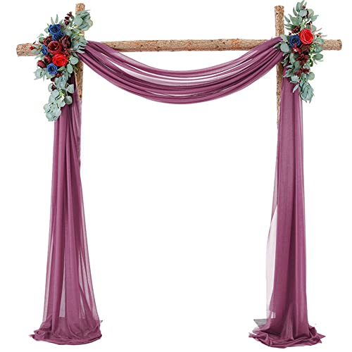 Tüll Fotovorhang Hintergrund Vorhäng,Hochzeitsbogen Deko Tüllstoff Hochzeit Bogenvorhäng Freihandbogen Querbehang Deko Gardinen Vorhang für Babyparty Party Hochzeit Torbogen Zeremonie,70*400cm Fuchsie von Duories