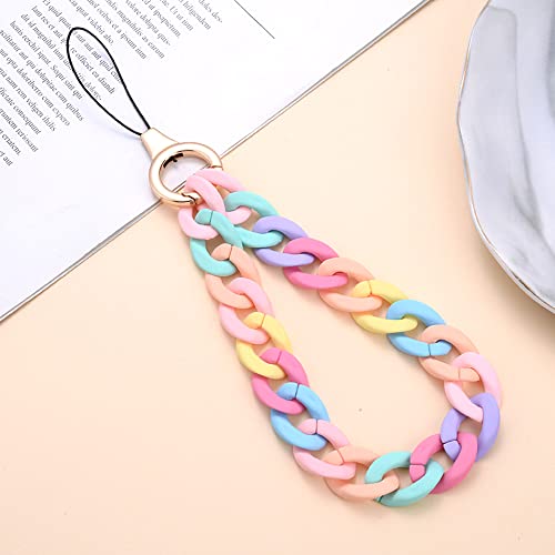 Universale Bunte Acrylkette Handykette Handgelenkschlaufe Kette Handy Lanyard Handy Anhänger Telefonkette Schlüsselanhänger Handygürtel Handyschmuck Hängende Kette Handschlaufe Taschenanhänger von Duories