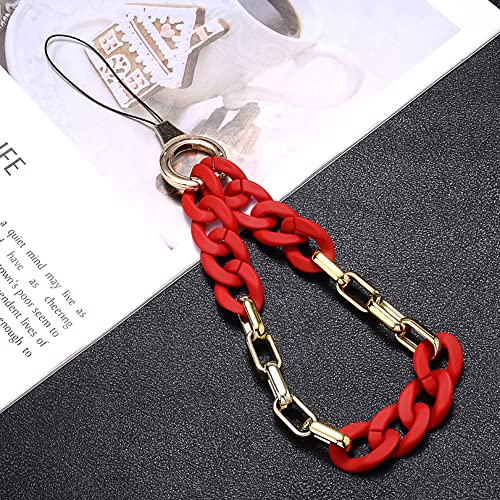 Universale Bunte Acrylkette Handykette Handgelenkschlaufe Kette Handy Lanyard Handy Anhänger Telefonkette Schlüsselanhänger Handygürtel Handyschmuck Hängende Kette Handschlaufe Taschenanhänger von Duories