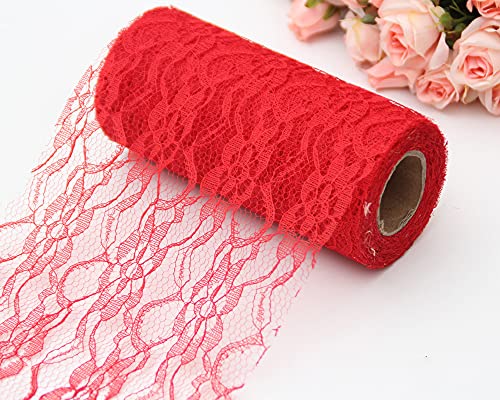 Vintage Spitzenband Spitze Dekoband Spitze-Borten Spitzenbordüre Spitzenborte Spitzenbesatz Stuhl Schärpe Tischläufer für Hochzeit Weihnachten DIY Basteln Geschenke Haus Deko Tischdeko,30cmx22m Rot von Duories