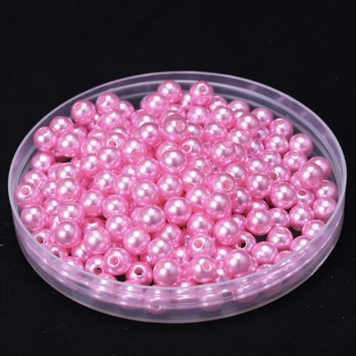 ca.55 STK 16mm Runde Perlen zum Basteln, Kunststoffperlen Bunte Bastelperlen Perlen,Perlen zum Auffädeln für DIY Schmuck Zubehör, Streudeko Deko Perlen für Hochzeit Taufe Party Tischdeko,Rosa von Duories