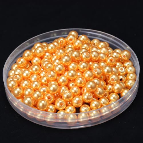 ca.80 STK 14mm Runde Perlen zum Basteln, Kunststoffperlen Bunte Bastelperlen Perlen,Perlen zum Auffädeln für DIY Schmuck Zubehör, Streudeko Deko Perlen für Hochzeit Taufe Party Tischdeko,Orange von Duories