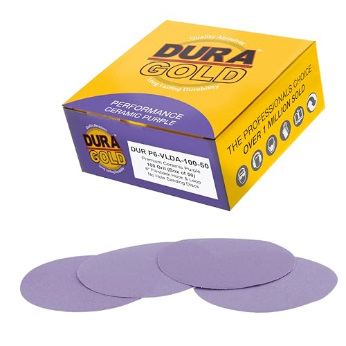 Dura-Gold Premium Schleifscheiben aus Keramik, Körnung 100, 15,2 cm, Violett, 50 Stück – Klett-Schleifpapier für DA & Exzenterschleifer – schnelles scharfes Schleifmittel, Sand-Autolack, Holz, von Dura-Gold