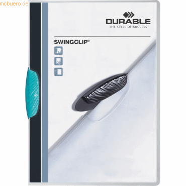 25 x Durable Klemmmappe Swingclip A4 PP 30 Blatt mittelblau von Durable