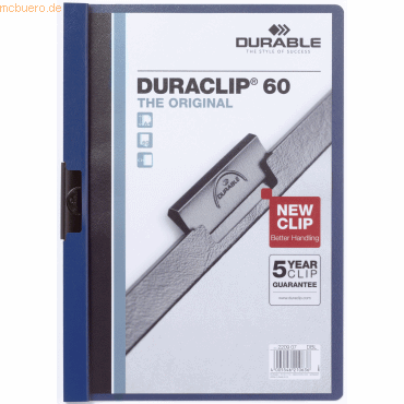 5 x Durable Cliphefter Duraclip Original 60 dunkelblau 5 Stück von Durable