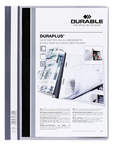 Durable 2579 10 Angebotshefter DURAPLUS, strapazierfähige Folie, DIN A4, grau von Durable