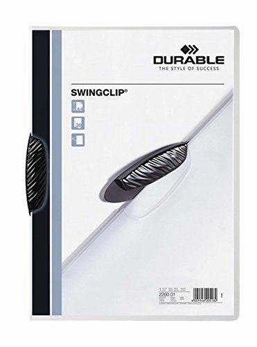 DURABLE Hunke & Jochheim Klemm-Mappe SWINGCLIP®, PP, 30 Blatt, schwarze Klemme, Mappe transparent von Durable