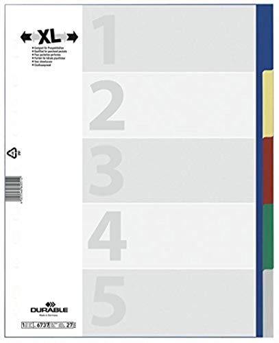 Durable 673727 Verzeichnis mit farbigen Registerkarten, 5 Seiten von Durable