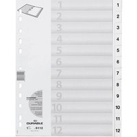 DURABLE Ordnerregister Vollformat 1-12 weiß 12-teilig, 1 Satz von Durable