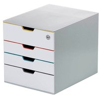 DURABLE Schubladenbox VARICOLOR® MIX SAFE  weiß mit bunten Farblinien 762627, DIN A4, DIN C4 mit 4 Schubladen von Durable