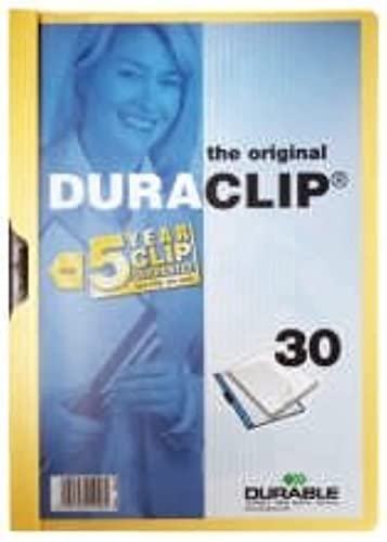 DURACLIP 30 A4 Clip Folder | Holds Up-to 30 Sheets of A4 Paper | Robust Metal Sprung Clip | Yellow Coloured Files von Durable