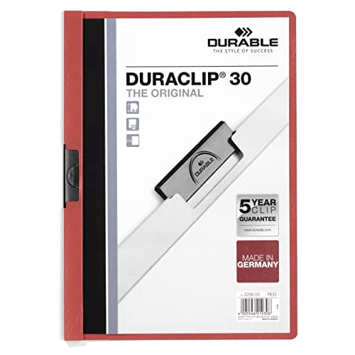 Durable 2200-03 Klemmappe DURACLIP 30 A4 rot von Durable