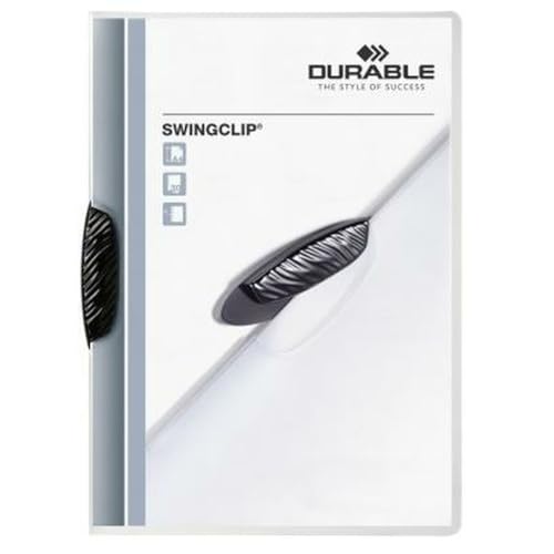 Durable 226001 - Klemmap swingclip 3mm zw/ds 25 Schwarz Präsentations-Mappe Swingclip Report Folder 30 Shts A4 Blk 226001 (PK25) von Durable