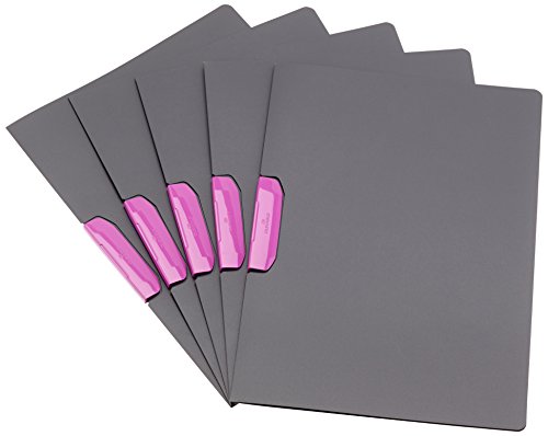 Durable Klemm-Mappe Duraswing Color für 30 Blatt DIN A4, Beutel 5 Stück, anthrazit mit rosa Klemme, 230408 von Durable