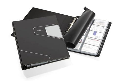 Durable Visitenkarten Ringbuch Visifix Pro A4, für 400 Visitenkarten, inkl. Register A-Z, anthrazit, 246258 von Durable