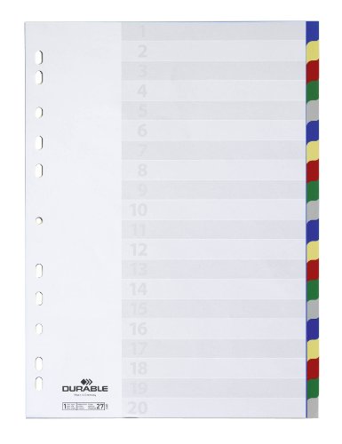 Durable Blanko-Register aus PP (20-teilig, Universallochung) 1 Stück, farbiger Verlauf, 675827 von Durable