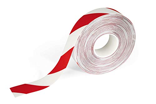 Durable Bodenmarkierungsband Duraline, zweifarbiges Warnklebeband, 50 mm x 0,7 mm x 30 m (B x H x L), rot/weiß, 1726132 von Durable