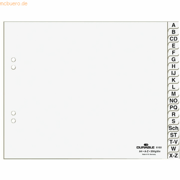 Durable Buchstaben-Register A - Z PP weiß von Durable