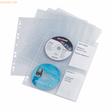 Durable CD-Hülle Cover light M für 4 CDs PP A4 transparent 5 Stück von Durable