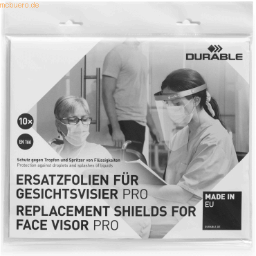 Durable Gesichtsschutz-Visier Ersatzfolien VE=10 Stück von Durable