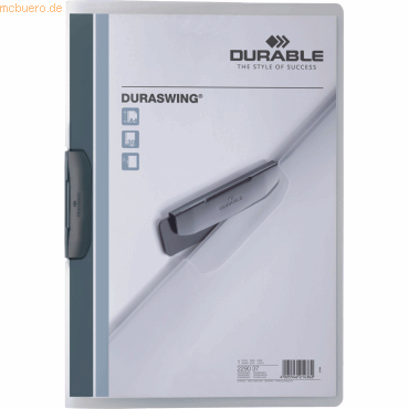 Durable Klemmmappe Duraswing A4 transparent graphit von Durable