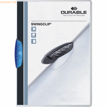 Durable Klemmmappe Swingclip A4 PP 30 Blatt blau von Durable