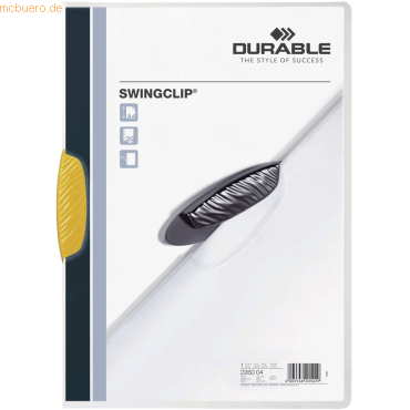 Durable Klemmmappe Swingclip A4 PP 30 Blatt gelb von Durable