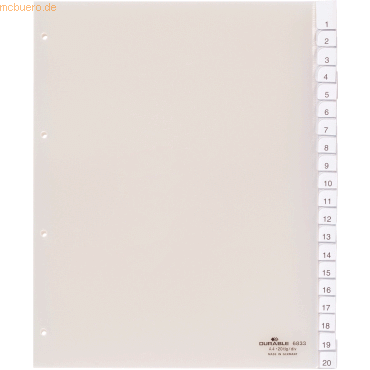 Durable Register A4+ blanko PP 20-teilig transparent von Durable