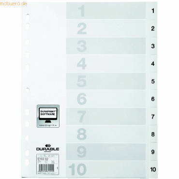 Durable Register A4 1-10 PP weiß von Durable