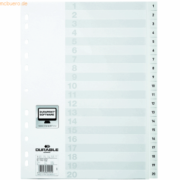 Durable Register A4 1-20 PP weiß von Durable