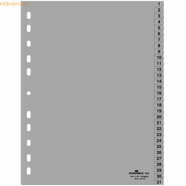 Durable Register A4 1-31 PP grau von Durable