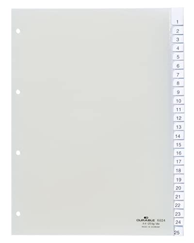 Durable Register A4 mit umschweißten Taben, 25tlg., 1 Stück, transparent, 682419 von Durable