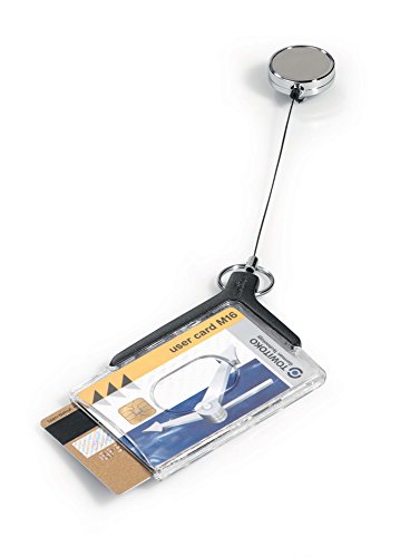 Durable Sicherheitsausweishalter Card Holder Deluxe Pro Duo, für 2 Ausweise, 54 x 85 mm, Bandlänge 80 cm, anthrazit, Packung à 10 Stück, 830858 von Durable