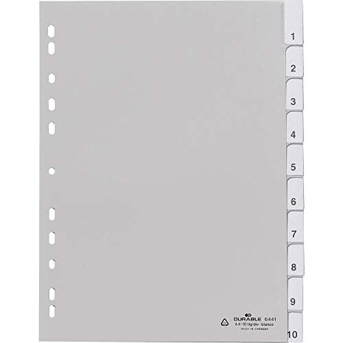 Durable 6441 – 02 Blank Tab Index Polypropylen (PP) weiß – Register (Blank Tab Index, Polypropylen (PP), Weiß, Hochformat, A4, 230 mm) von Durable